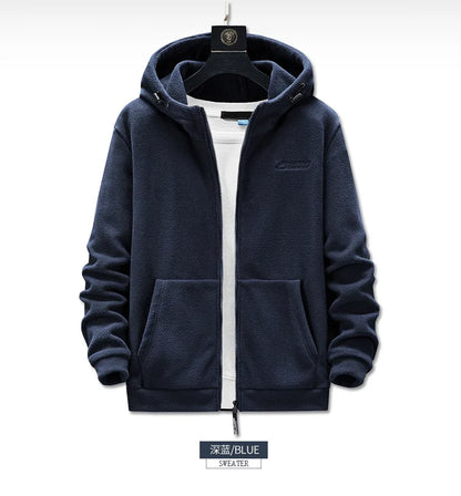 Plus Size L-8XL Men's Fleece Sweater Outdoor 2023 Autumn Polar Fleece Cardigan hooded Outside Zip Hoodies Sweatshirts Coat