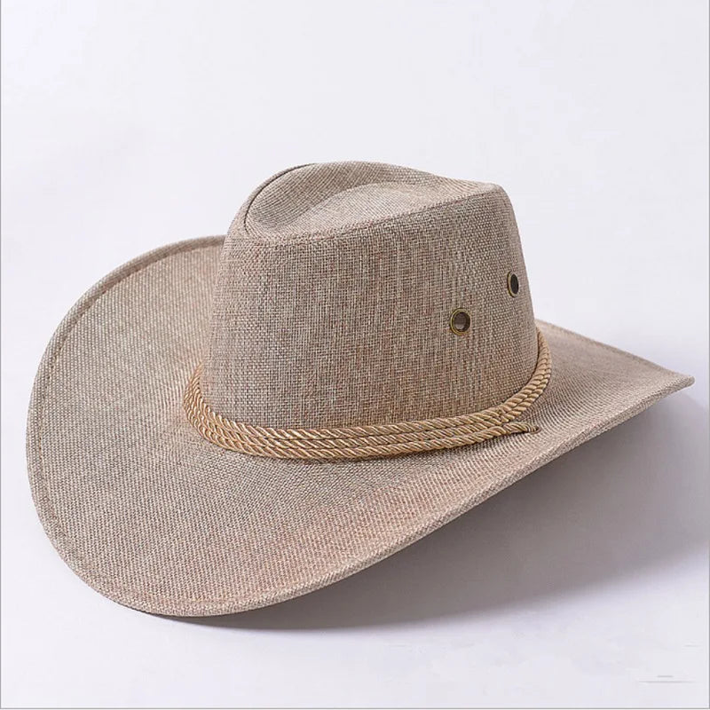 Spring Autumn Wide Brim Solid Color Men Jazz Hat Unisex Sun Protection Outdoor Women Top Hat Cowboy Cap