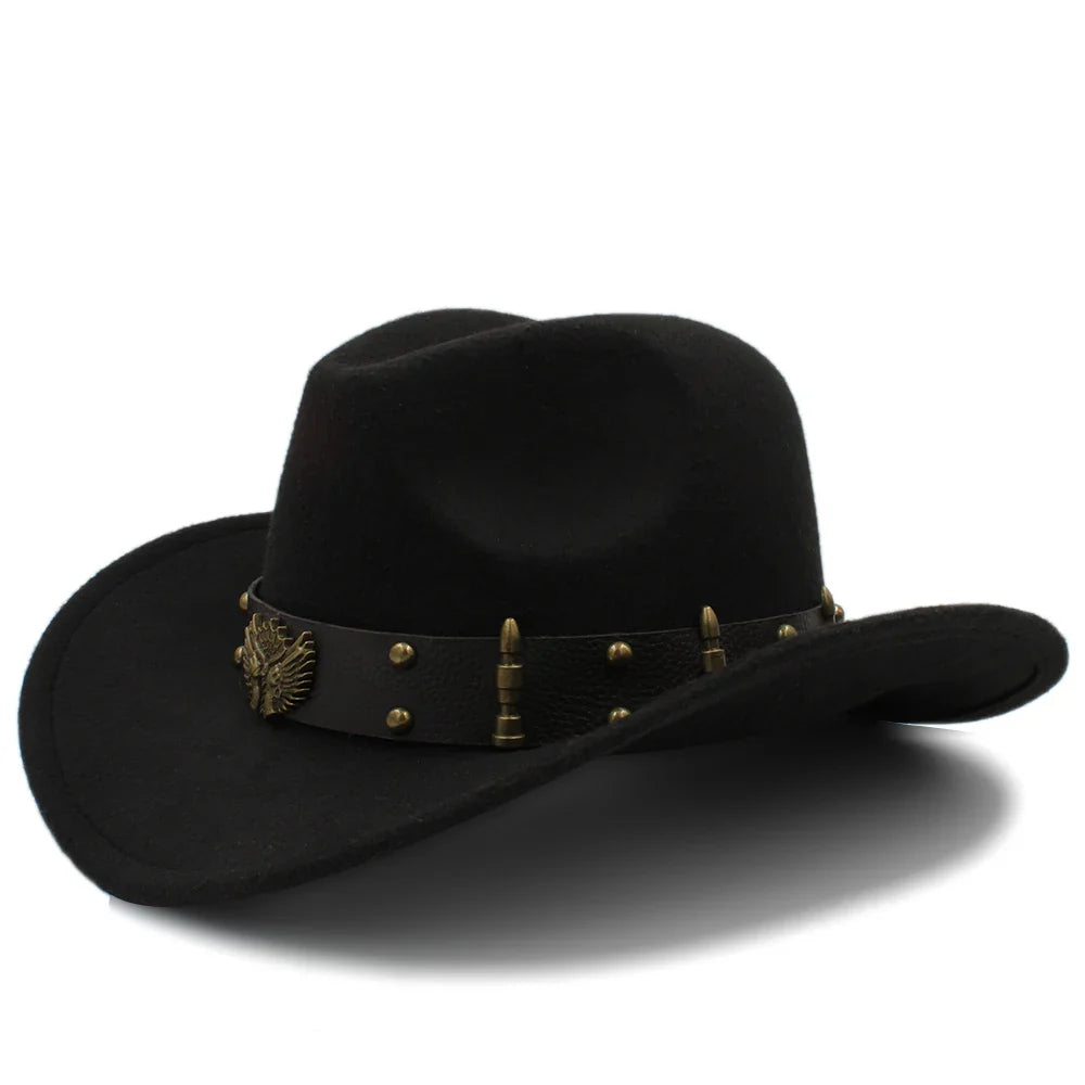 2 tailles hommes femmes chapeaux de cow-boy Western bord large Panama chapeau de soleil extérieur Fedora casquette Trilby Sombrero fête voyage taille US 7 1/4 UK L