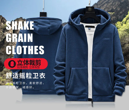 Plus Size L-8XL Men's Fleece Sweater Outdoor 2023 Autumn Polar Fleece Cardigan hooded Outside Zip Hoodies Sweatshirts Coat