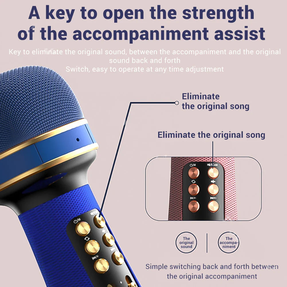 ALLOYSEED Karaoke Wireless Bluetooth-Compatible Microphone Handheld Music Singing Mic+FM+Voice Changing Audio Speaker Player