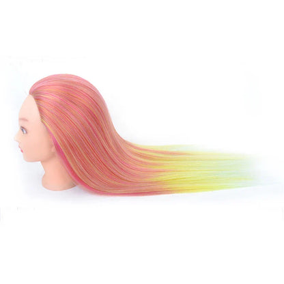 Tête de mannequin à cheveux longs synthétiques avec support de trépied de perruque réglable Modèle avec tête de mannequin Formation de coiffeur coiffant