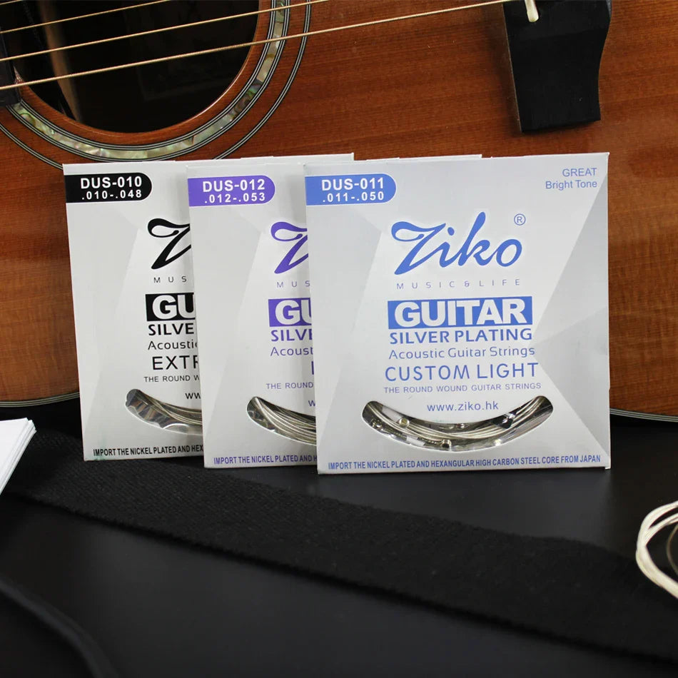 ZATM-Jeu de cordes JEParts pour instruments de musique acoustiques, plaqué argent, 6 cordes, 010 011 012