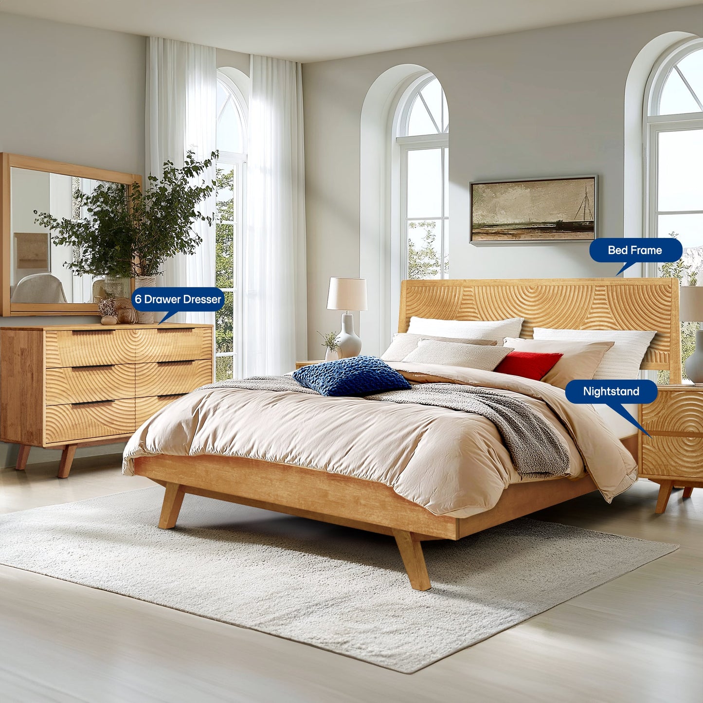 Acacia Harmony Dresser with 6 Drawers for Stylish Storage
