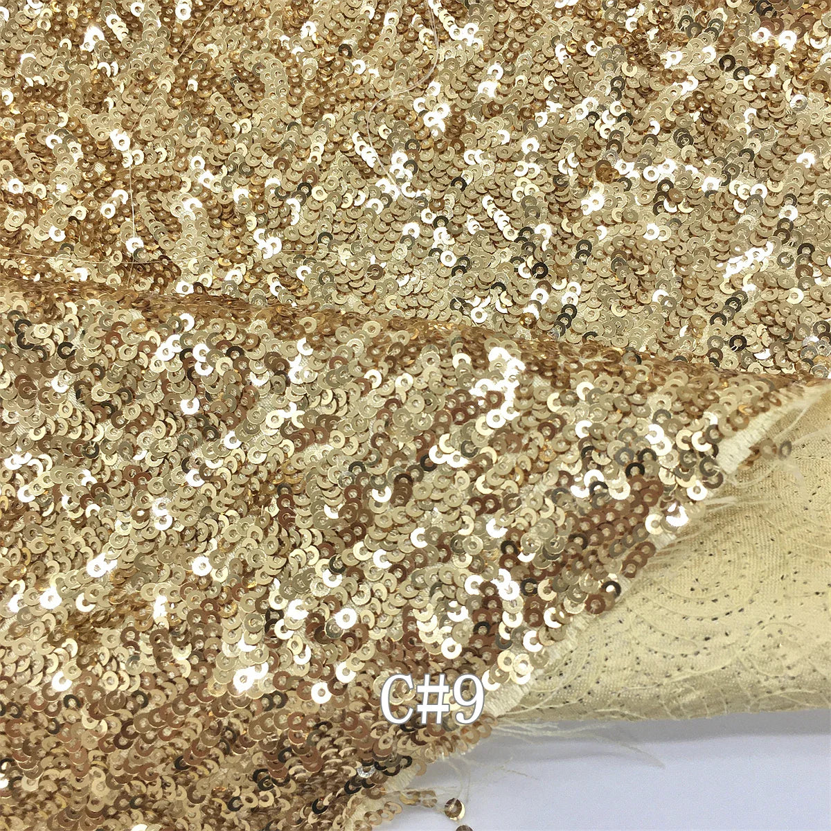 Tissu brodé haute qualité RX258 en satin, mat, haute densité, pailleté, 3mm, 13 coloris, base blanche