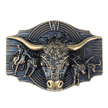 Boucle de ceinture Tauren en argent ancien, boucle lisse en métal, 4.0 Cowboy pour hommes