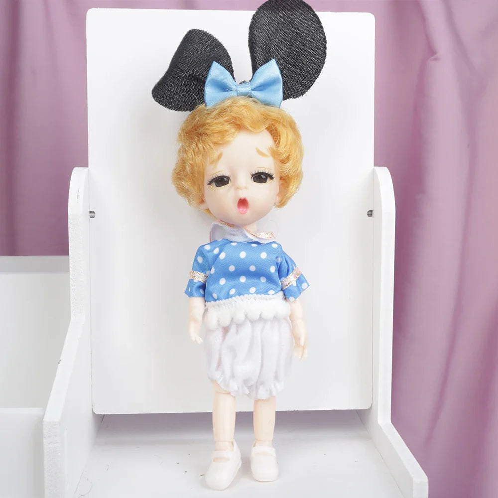 Blue Eyes16cm BJD Doll 13 Moveable Joint Dolls Boy Short Hair BJD Dolls Muilt-type Face Make Up Toy Cartoon Dress Girls  Dolls