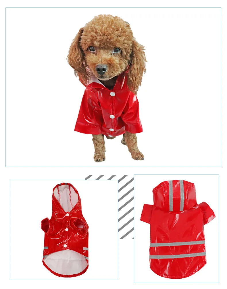 Vêtements pour chiens, vestes imperméables, imperméables à capuche avec bande réfléchissante, vêtements respirants d'extérieur pour chiots