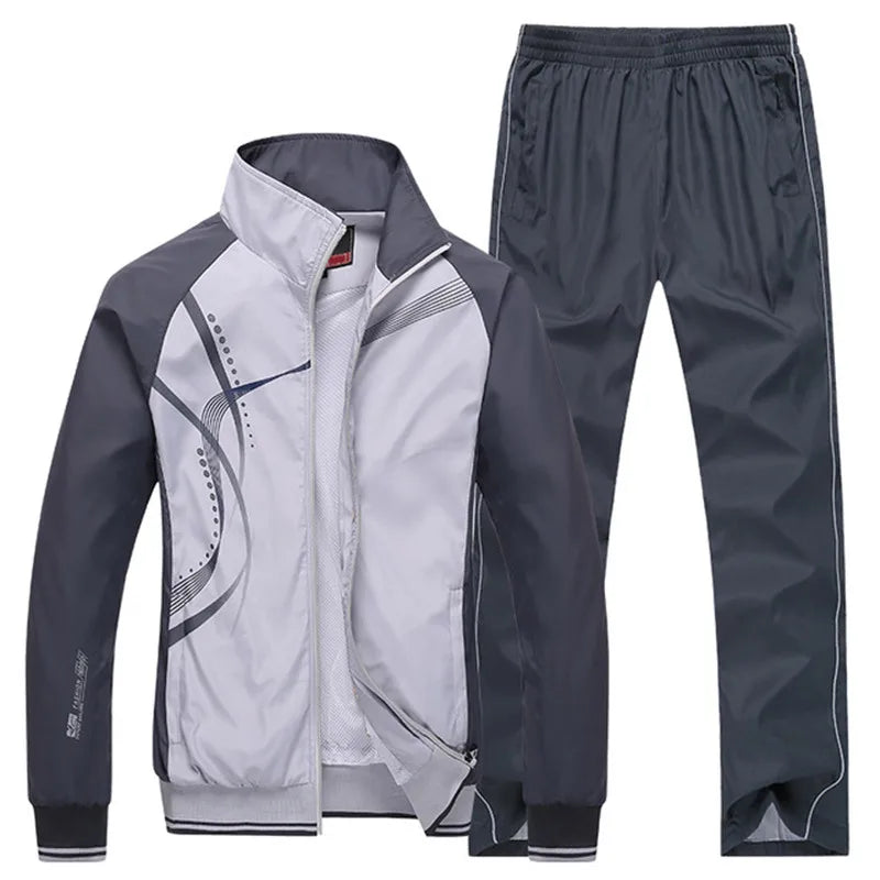 Ensemble de survêtement pour homme, collection printemps-automne, imprimé, 2 pièces : veste et pantalon, tenue de sport décontractée.