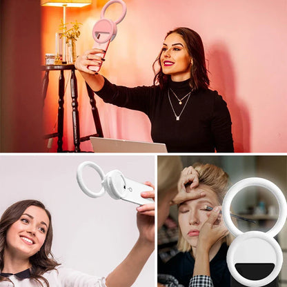 180 Rotating 10cm Mobile Phone 3000-7000k Fill Light 4-level Light Adjustment F100 Mobile Phone Ring Light Uncovered  100mAh