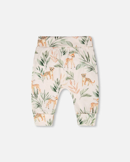 Organic Cotton Jersey Evolutive Pants Peach Deer Print