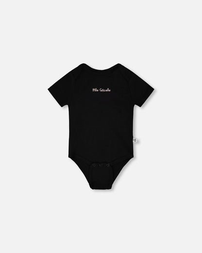 Evolutive Organic Cotton Jersey Onesie Black