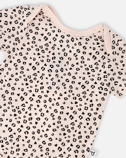 Evolutive Organic Cotton Jersey Onesie Peach Animal Print