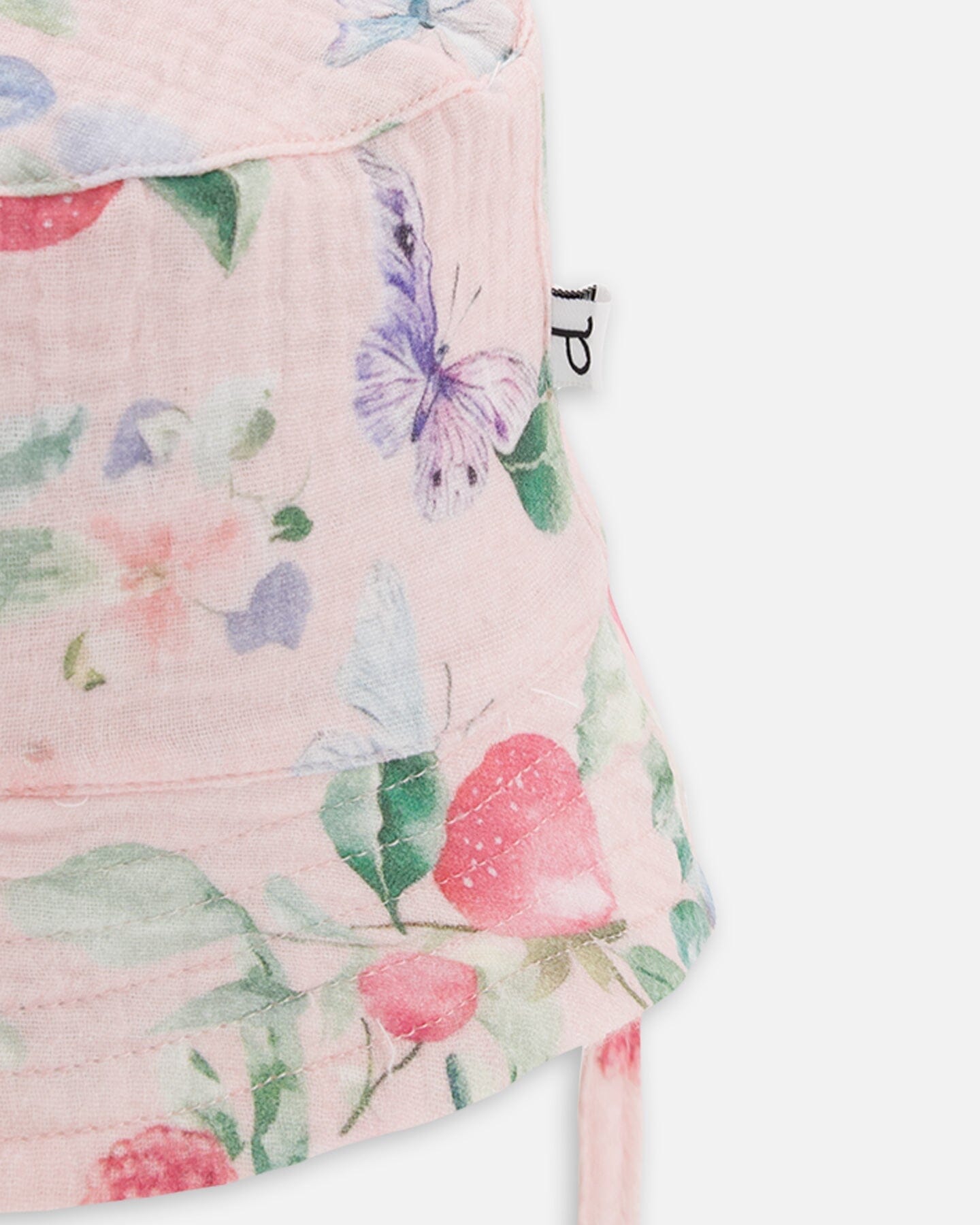 Cotton Muslin Hat Pink Printed Berries