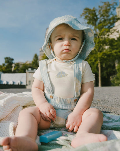 Cotton Muslin Hat Blue Turtle Print