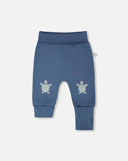 Organic Cotton Jersey Evolutive Pants Medium Blue