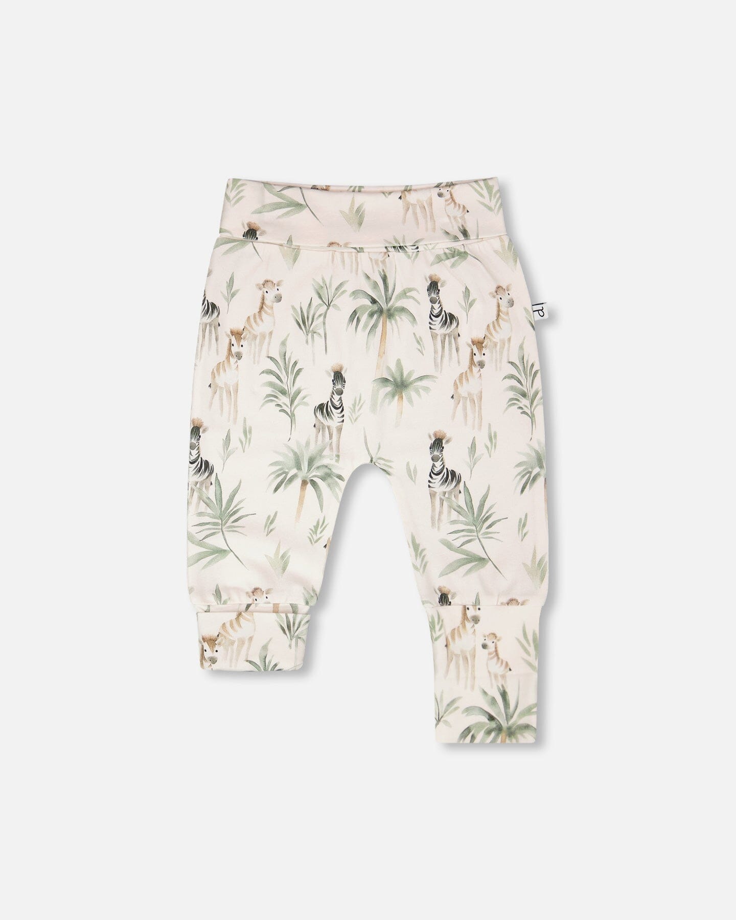 Organic Cotton Jersey Evolutive Pants Beige Zebra Print