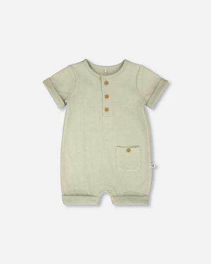 Cotton Rib Romper Sage Green