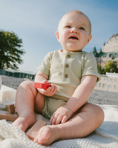 Cotton Rib Romper Sage Green