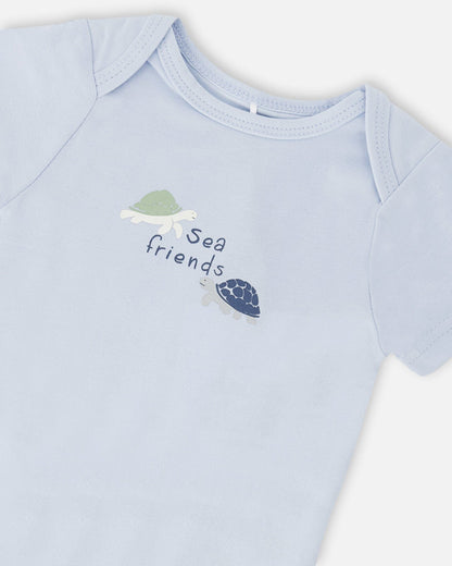 Evolutive Organic Cotton Jersey Onesie Sky Blue