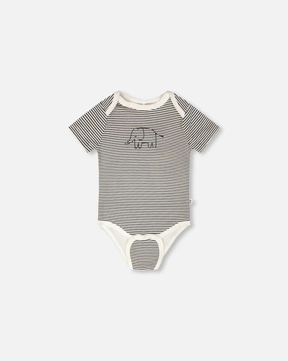 Evolutive Jersey Onesie Black And Off White Stripes