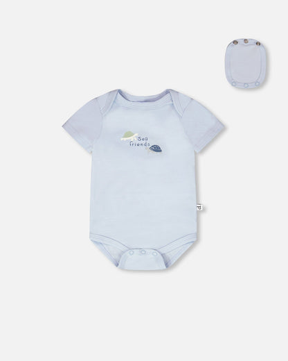 3 Pack Evolutive Organic Cotton Jersey Onesies Grey Mix Turtle Print