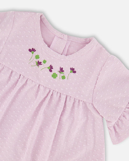 Jersey Tunic And Cotton Capri Set Lavender And Green Printed Flowers