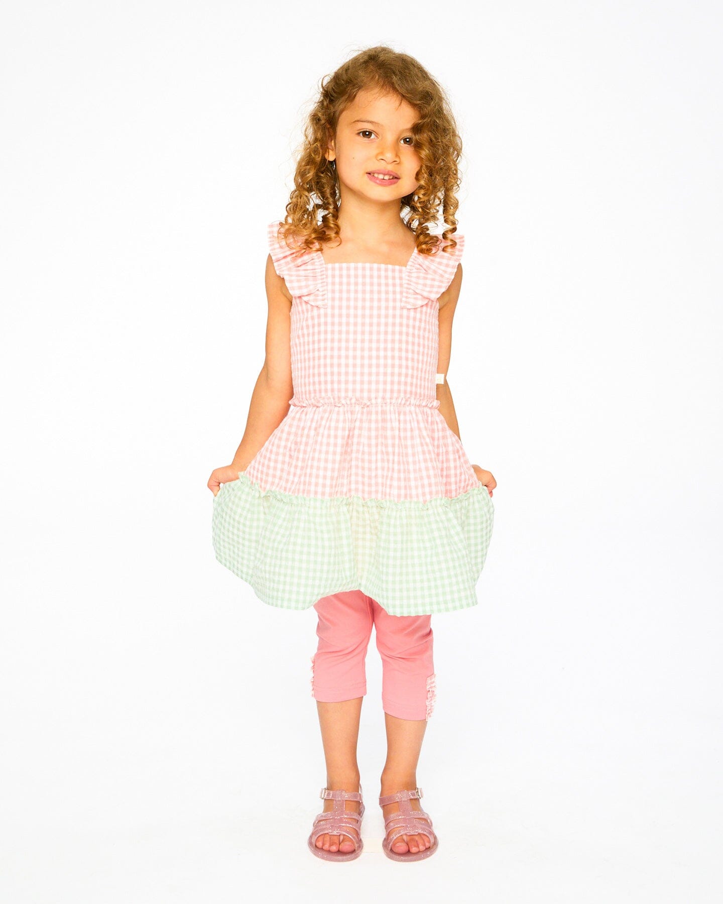 Tunic And Organic Cotton Capri Set Coral Gingham And Coral