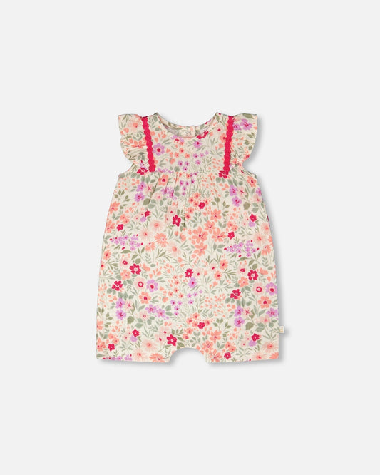 Combi-short écru imprimé fleurs