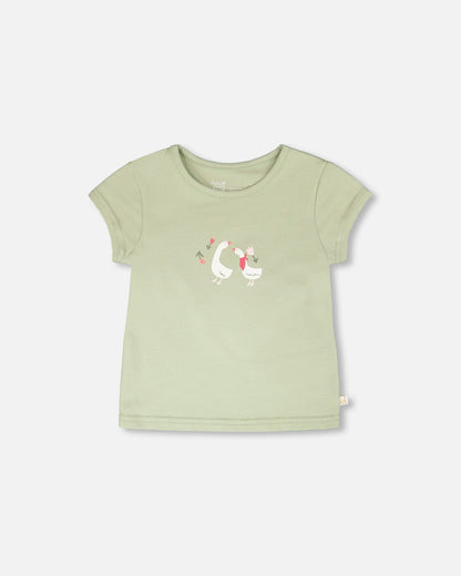 Organic Cotton Jersey T-Shirt Light Khaki Green