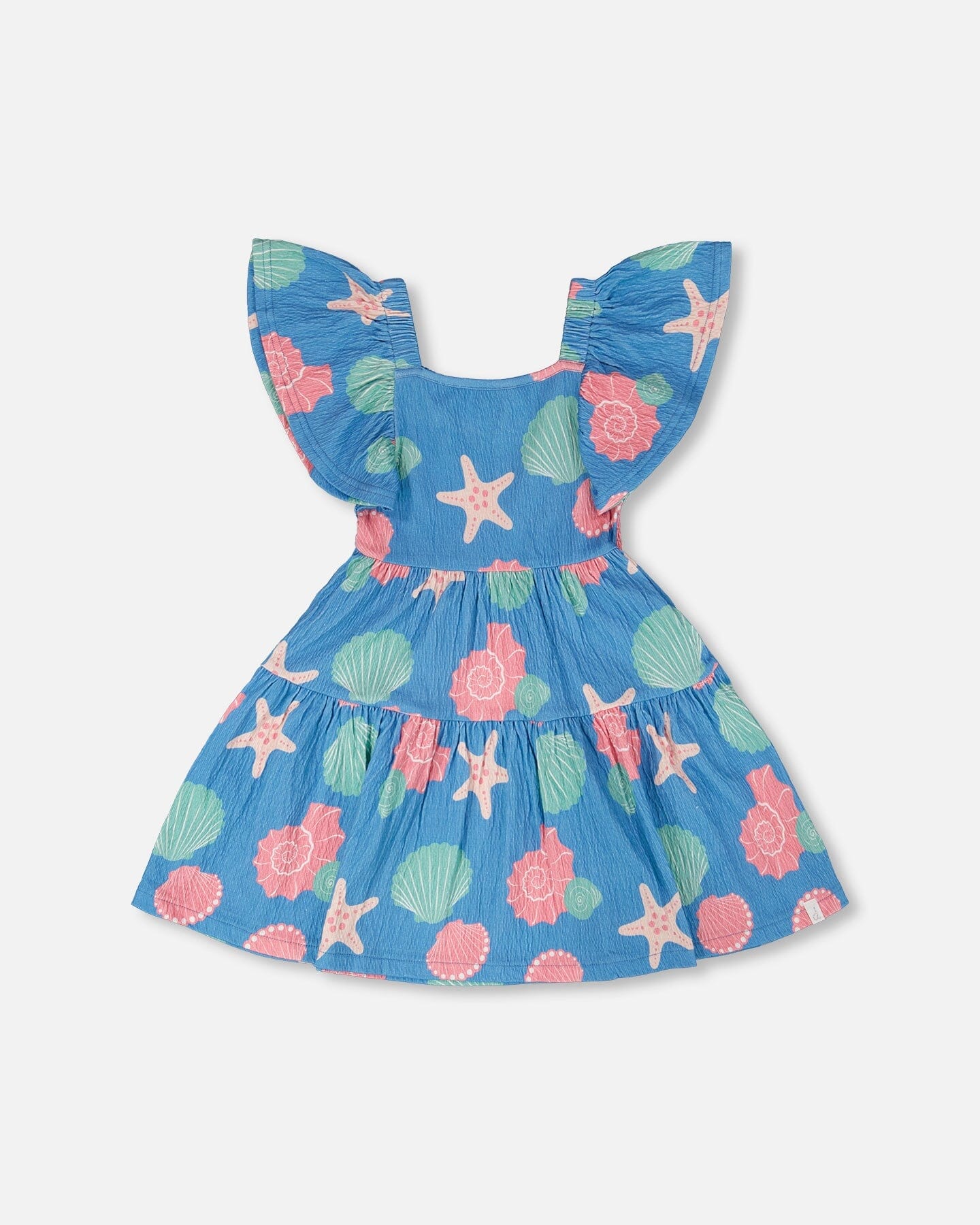 Robe en jersey froissé à imprimé coquillages bleu