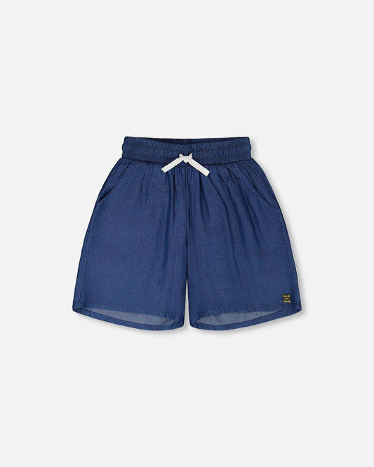 Bermuda en chambray bleu