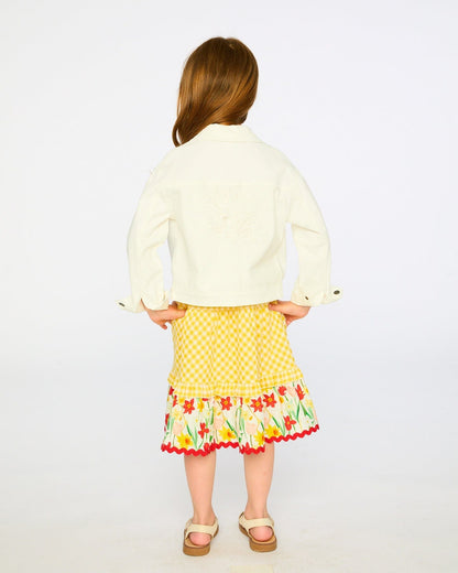 White Denim Jacket With Embroidery