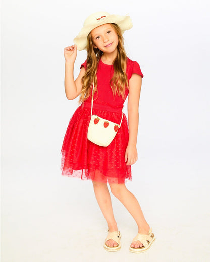 Bi-Material Dress Red