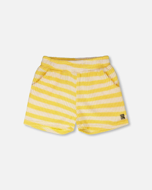 Shorts rayé jaune et blanc
