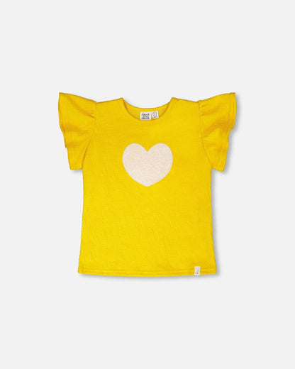 Crinkle Jersey Top Yellow