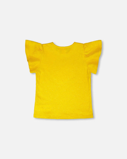 Crinkle Jersey Top Yellow