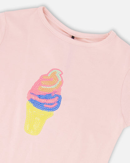 Organic Cotton Jersey Ice Cream T-Shirt Pink