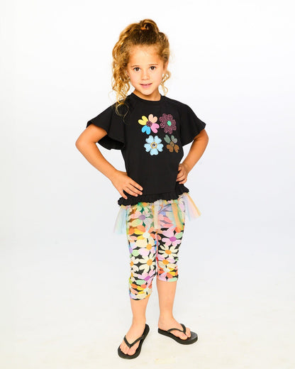 Organic Cotton Tunic Black With Mesh Frill