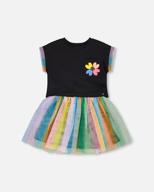 Robe en Coton Biologique et Tissu Filet Noir