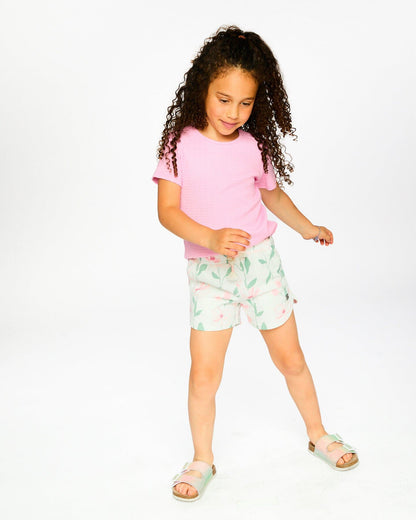 French Terry Shorts Off White Printed Flowers