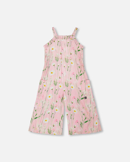 Viscose Jumpsuit Pink Printed Flowers
