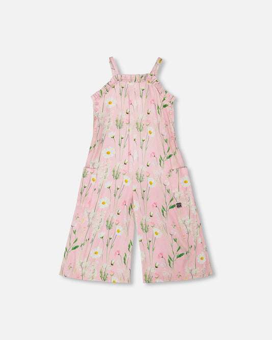 Viscose Jumpsuit Pink Printed Flowers