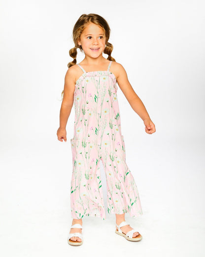 Viscose Jumpsuit Pink Printed Flowers