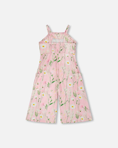 Viscose Jumpsuit Pink Printed Flowers