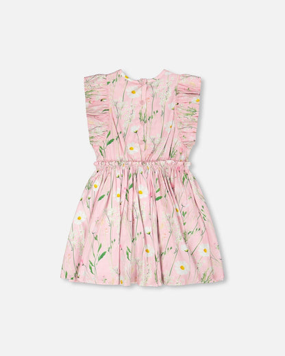 Viscose Dress Pink Printed Flowers