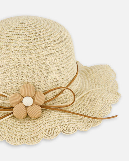Flower Straw Hat Beige