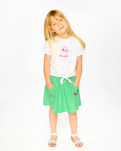 Organic Cotton Jersey T-Shirt With Tie At Waist White