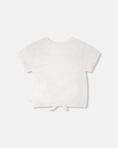 Organic Cotton Jersey T-Shirt With Tie At Waist White