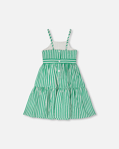 Cotton Sundress Green Stripes